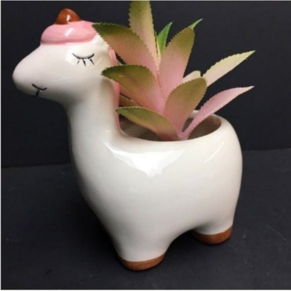 Unicorn Succulent Planter White Pink Desktop Holder Bathroom Organizer - Picture 3 of 5